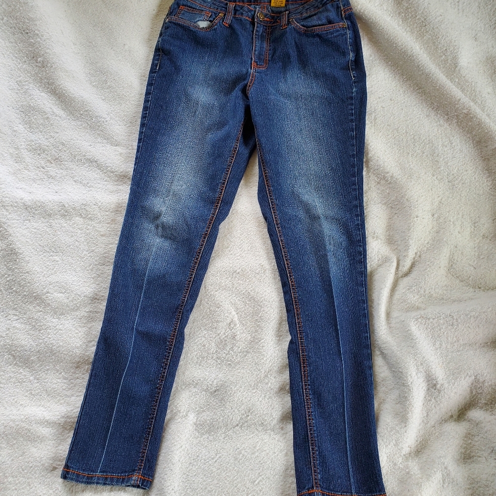 Lexi Straight Leg Jeans w/Contrasting Stitching, Sz 13/14